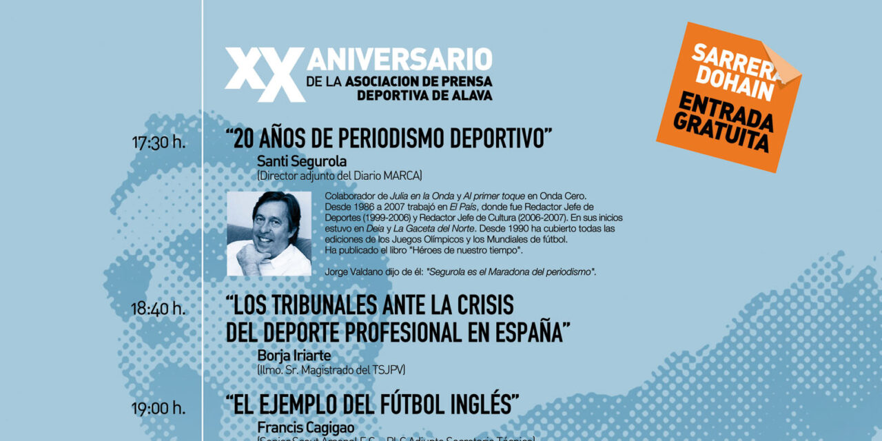 09/12/2013. Ciclo de conferencias. XX aniversario de la Asociación de la Prensa Deportiva de Álava.